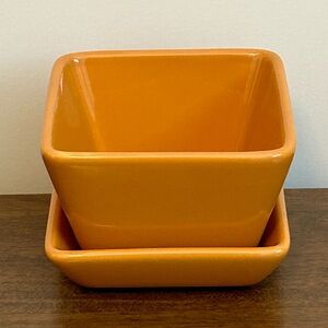 PAMPERED CHEF SIMPLE ADDITIONS GOLD SMALL SQUARE DIP SERVING BOWL AND PLATE SET